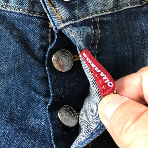 Dsquared2 Jeans Men 48 W32 Blue Low Rise Button Fly Distressed Selvedge Grunge - Picture 13 of 14